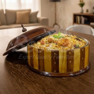 striped wooden roti hotpot (chapati box)