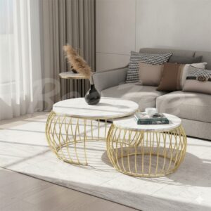 Gold Cage Nesting Coffee Tables (Set of 2)