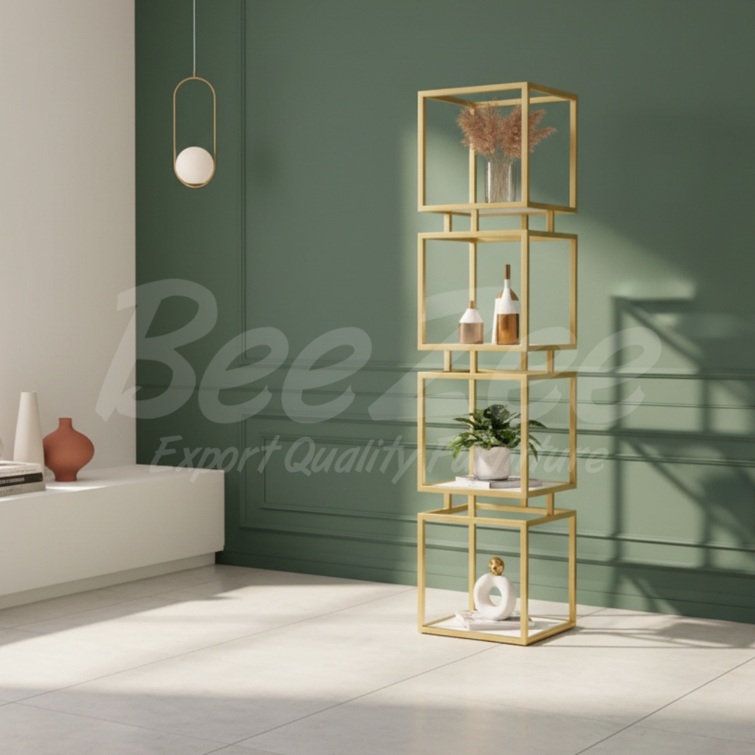 Geometric Gold Cube Display Shelf