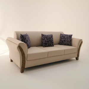 Rolled Arm Sofa with Wood Trim Detailing