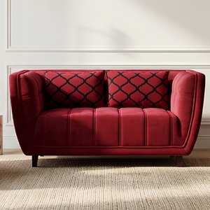 Compact Loveseat with Barrel Back Design
