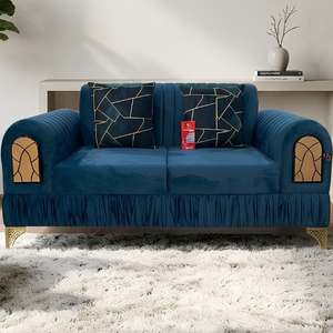 Loveseat with Fringe Trim and Arched Arm Panels