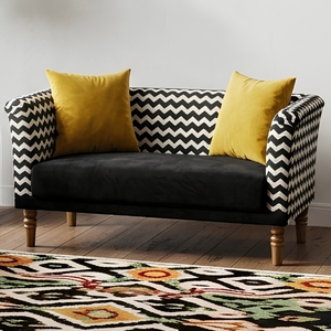 Loveseat with Patterned Fabric Frame