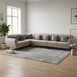 U-Shape Sectional Sofa with Channel Detailing