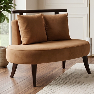 Oval Bench Seat with Wood Frame Accent