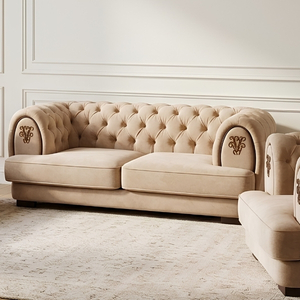 Chesterfield Sofa with Emblem Arm Detailing