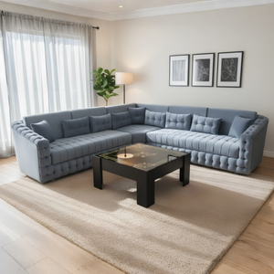 Large Corner Sectional Sofa with Button Tufting