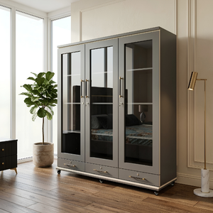 3-Door Glass Cabinet (on wheels)