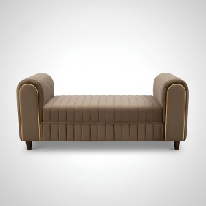 Channel-Tufted Bench with Rolled Arms