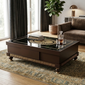 Coffee Table with Ornate Greek-Key Border