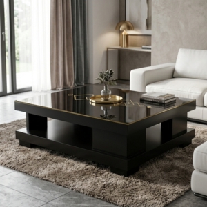 Square Coffee Table with Cut-Out Base Design