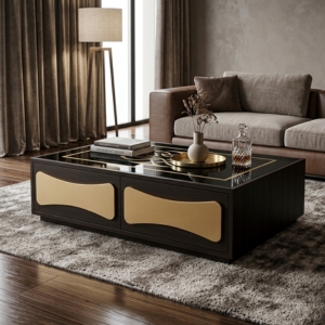 Coffee Table with Wave Panel Drawers