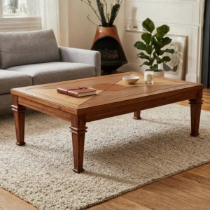 Classic Wooden Coffee Table with Turned Legs