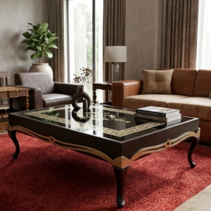 Coffee Table with Scalloped Gold Trim