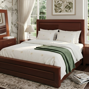 Cherry Wood Bed with Vertical Slat Headboard