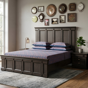 Wood Paneled Bed with Block Trim Detailing