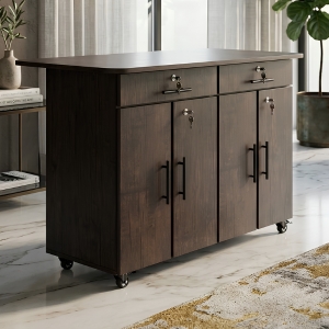 Mobile Ironing Table with Storage Cabinet